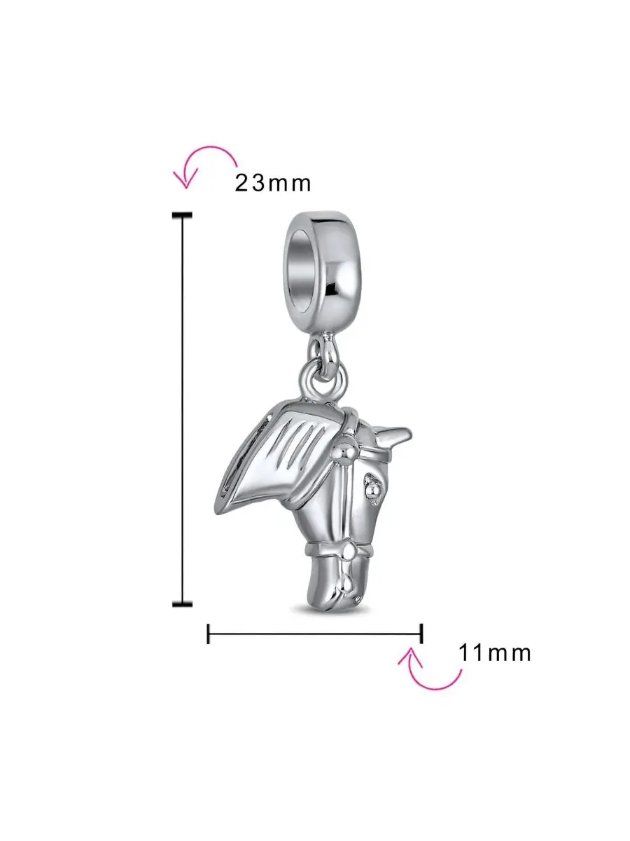 Подвеска-шарм с лошадью Western Equestrian Horse, серебро 925 пробы Bling Jewelry — изображение 3 из 3, оттенок серебряный