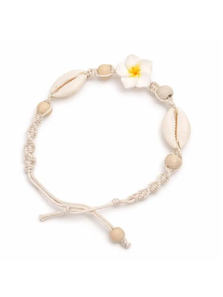 Браслет на щиколотку с подвеской в виде ракушки Rebl Jewelry — белый