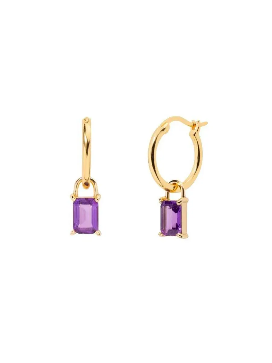 Серьги-кольца с камнем-аметистом Iris Birthstone Hoops Little Sky Stone — изображение 1 из 3