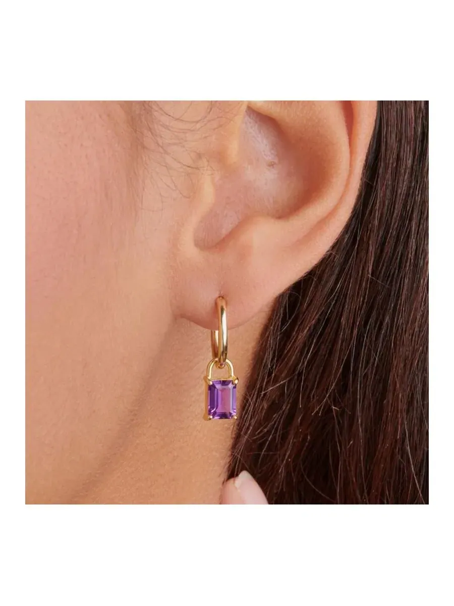 Серьги-кольца с камнем-аметистом Iris Birthstone Hoops Little Sky Stone — изображение 2 из 3