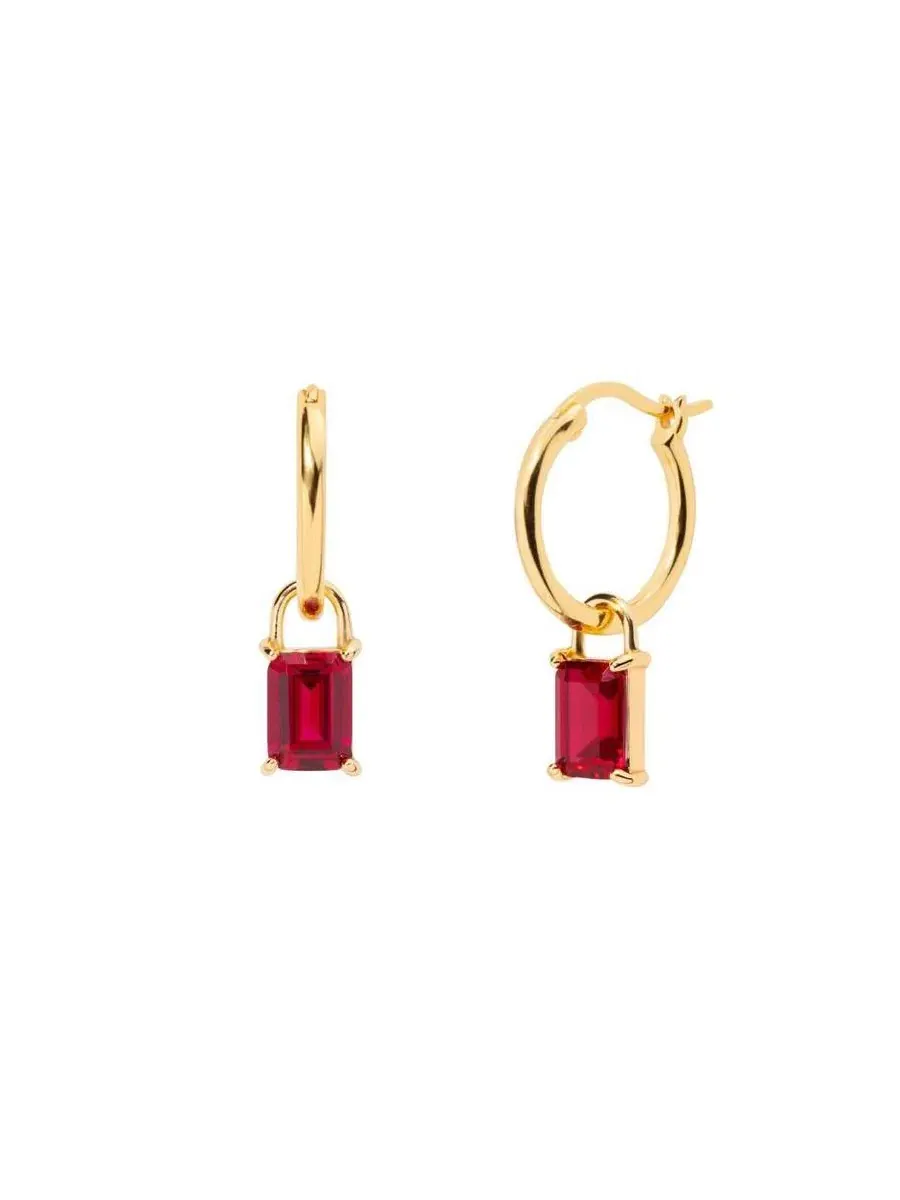 Серьги-кольца с камнем-талисманом Iris Birthstone Little Sky Stone — изображение 1 из 3, оттенок красный