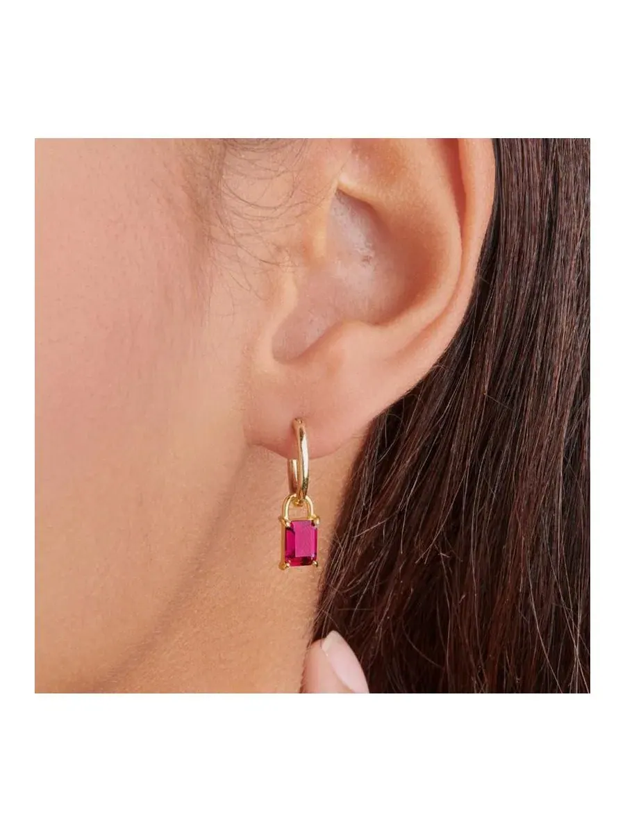 Серьги-кольца с камнем-талисманом Iris Birthstone Little Sky Stone — изображение 2 из 3, оттенок красный