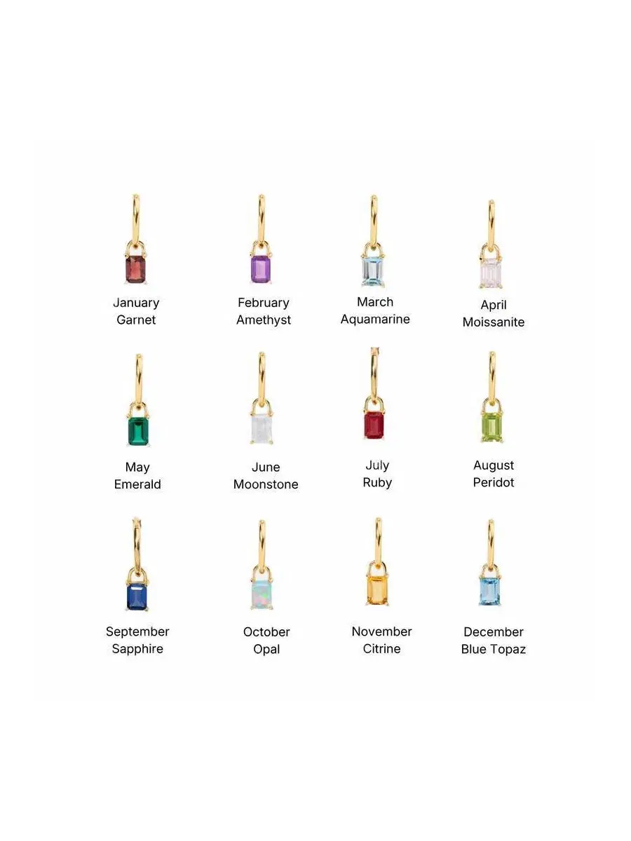 Серьги-кольца с камнем Сапфир Iris Birthstone Hoops Little Sky Stone — изображение 3 из 3, оттенок серебристый