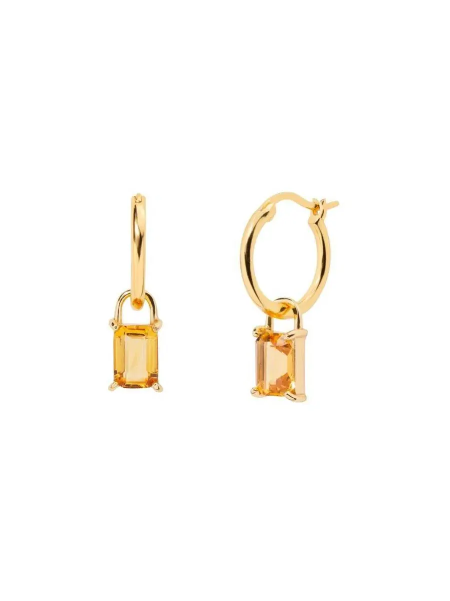 Серьги-кольца с цитрином Iris Birthstone Hoops Little Sky Stone — изображение 1 из 3, оттенок желтый