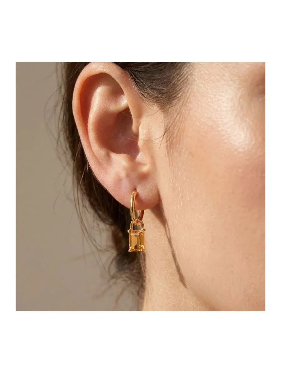 Серьги-кольца с цитрином Iris Birthstone Hoops Little Sky Stone — изображение 2 из 3, оттенок желтый