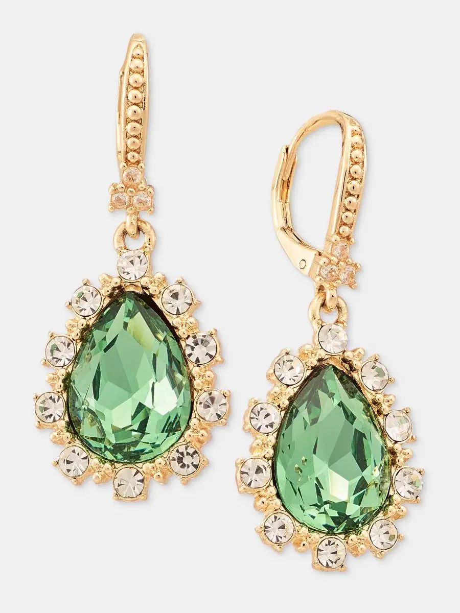 Серьги-подвески с камнем Stone Drop Marchesa — изображение 2 из 4, оттенок зеленый