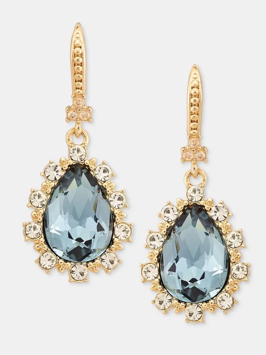 Серьги-капли с эпоксидным камнем Marchesa — изображение 1 из 4, оттенок темно-синий