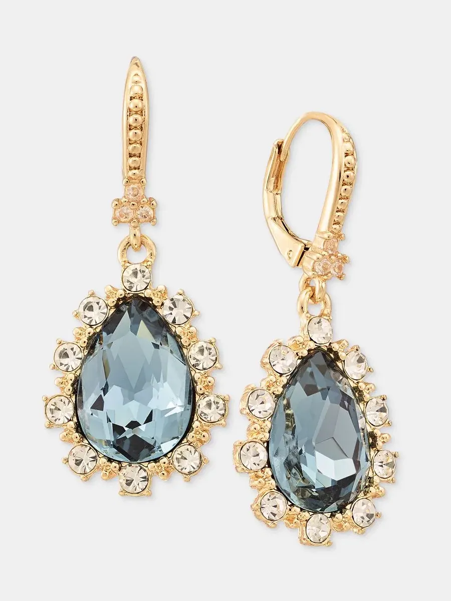 Серьги-капли с эпоксидным камнем Marchesa — изображение 2 из 4, оттенок темно-синий