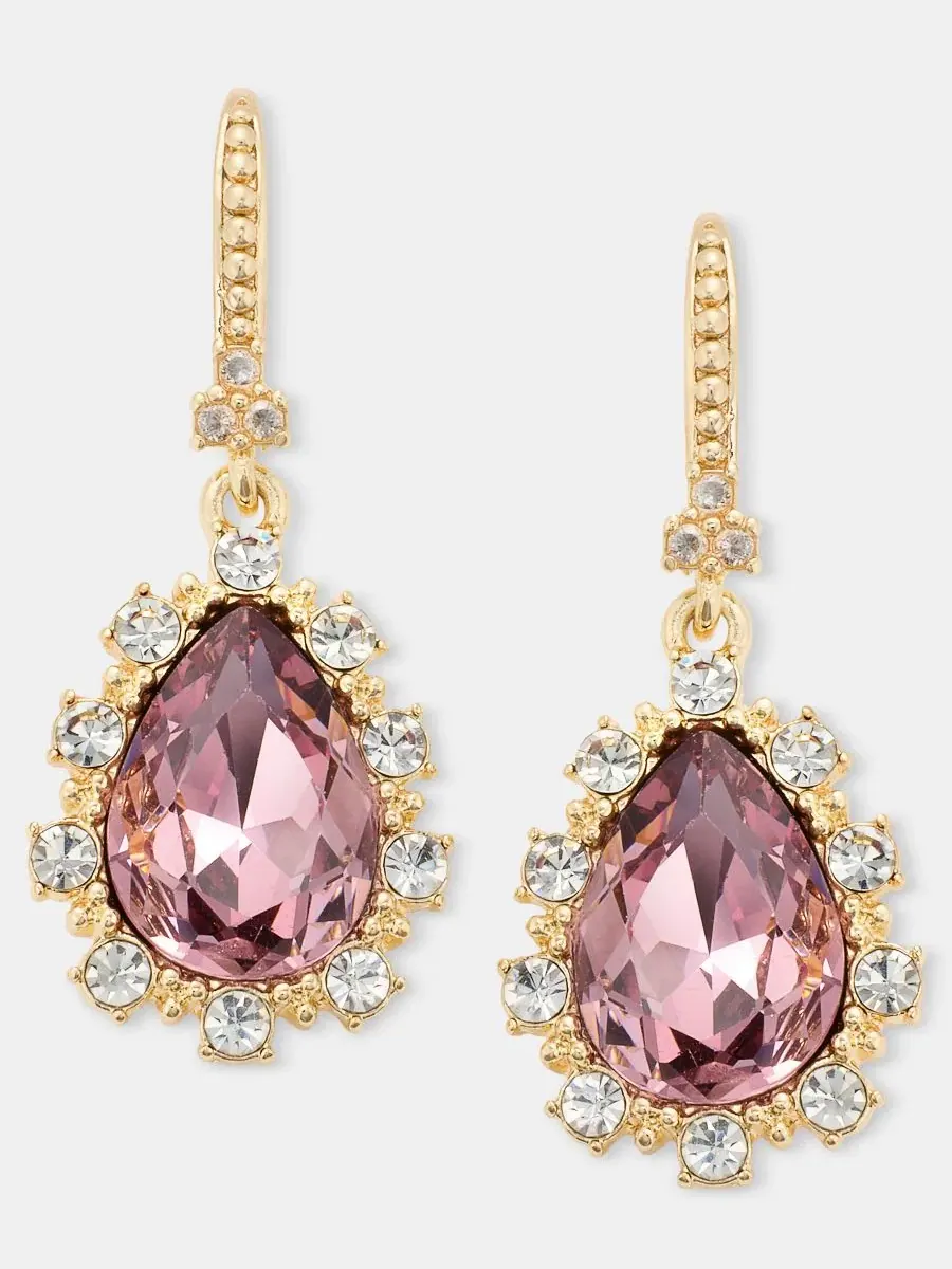 Серьги-подвески Stone с эпоксидным камнем Marchesa — розовый