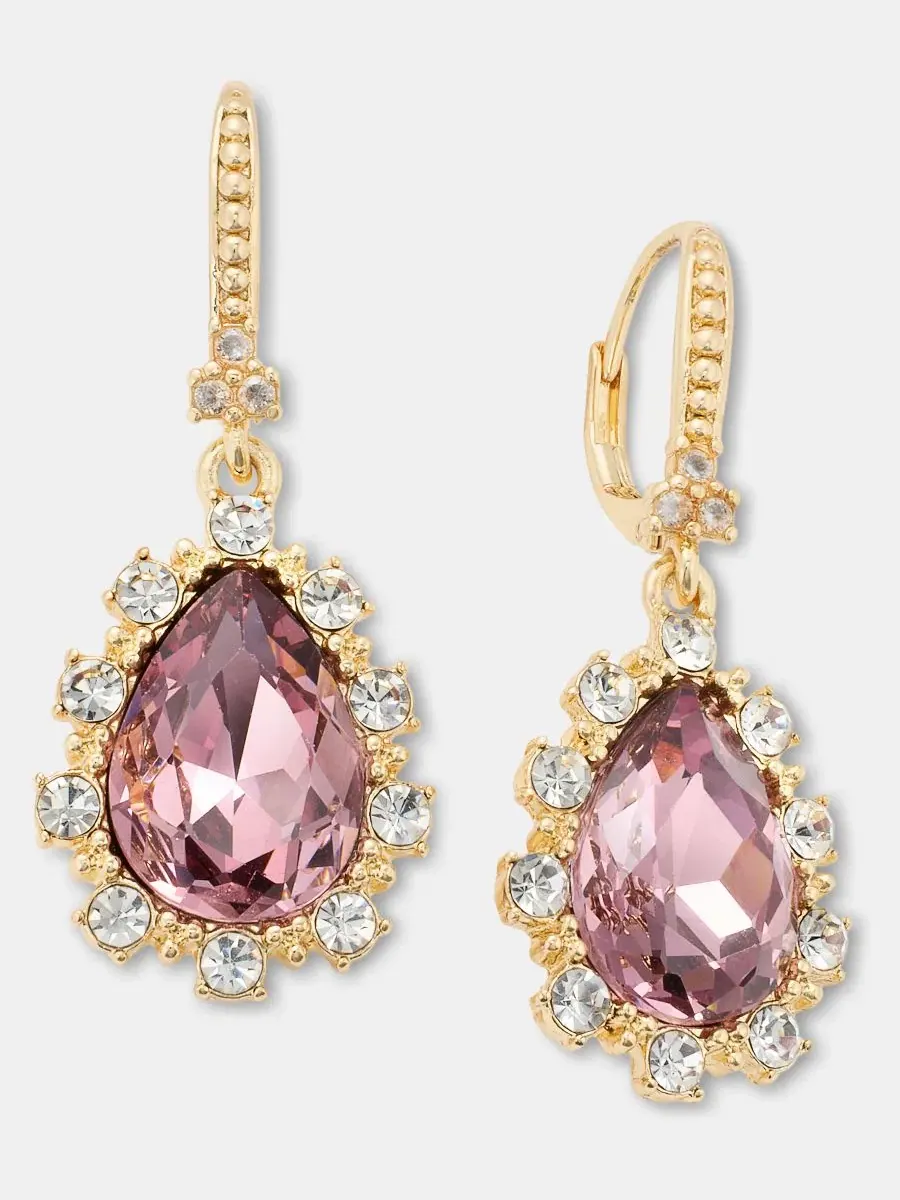 Серьги-подвески Stone с эпоксидным камнем Marchesa — изображение 2 из 3, оттенок розовый