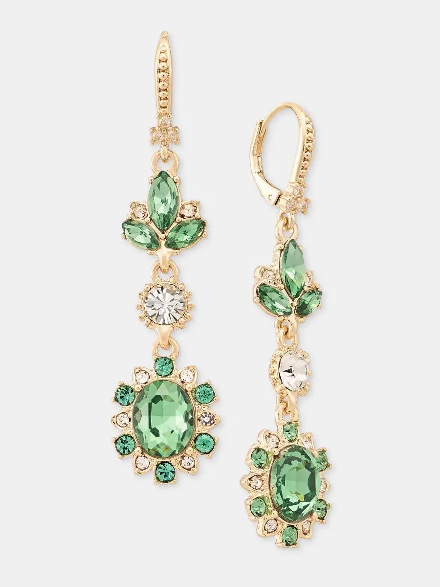 Серьги-подвески Stone Double Drop Marchesa — изображение 2 из 4, оттенок зеленый