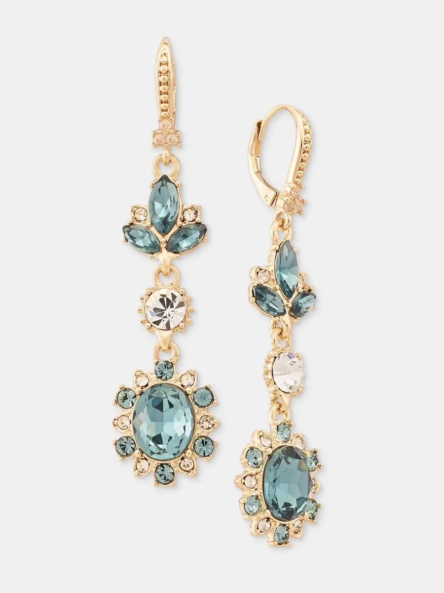 Серьги-подвески Stone Double Drop Marchesa — изображение 2 из 4, оттенок темно-синий