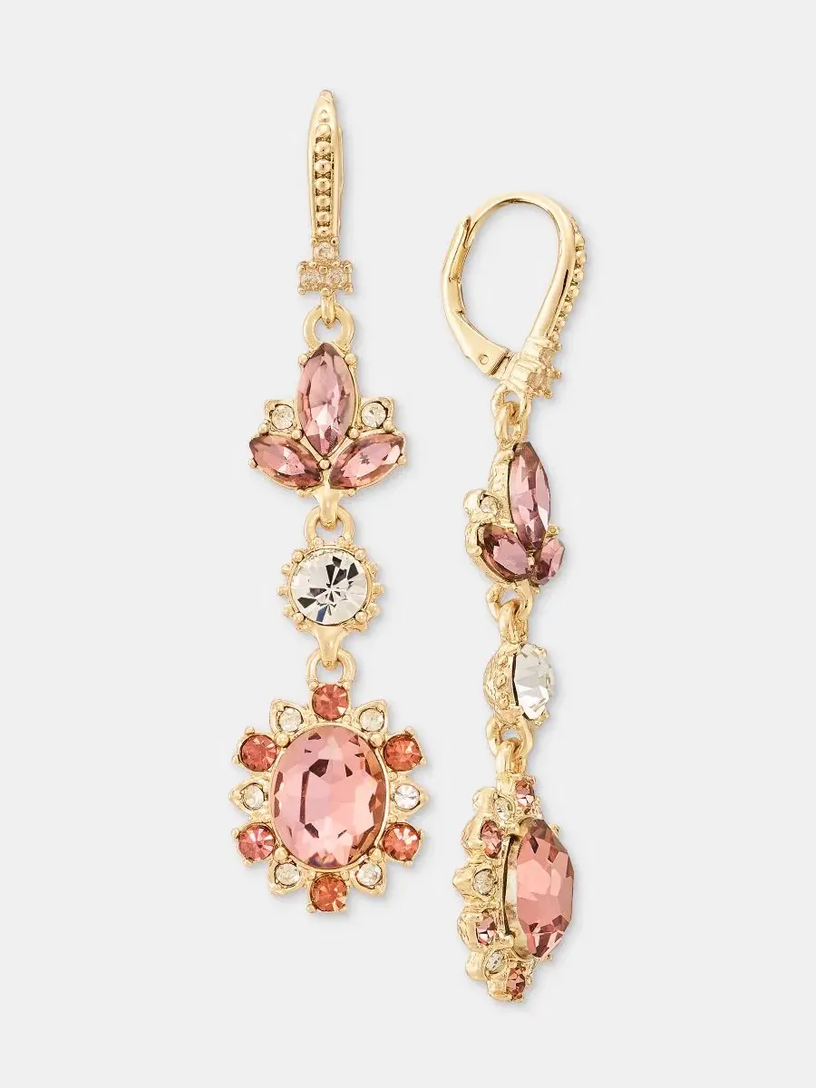 Серьги-подвески с камнями Stone Double Drop Marchesa — изображение 2 из 4, оттенок розовый