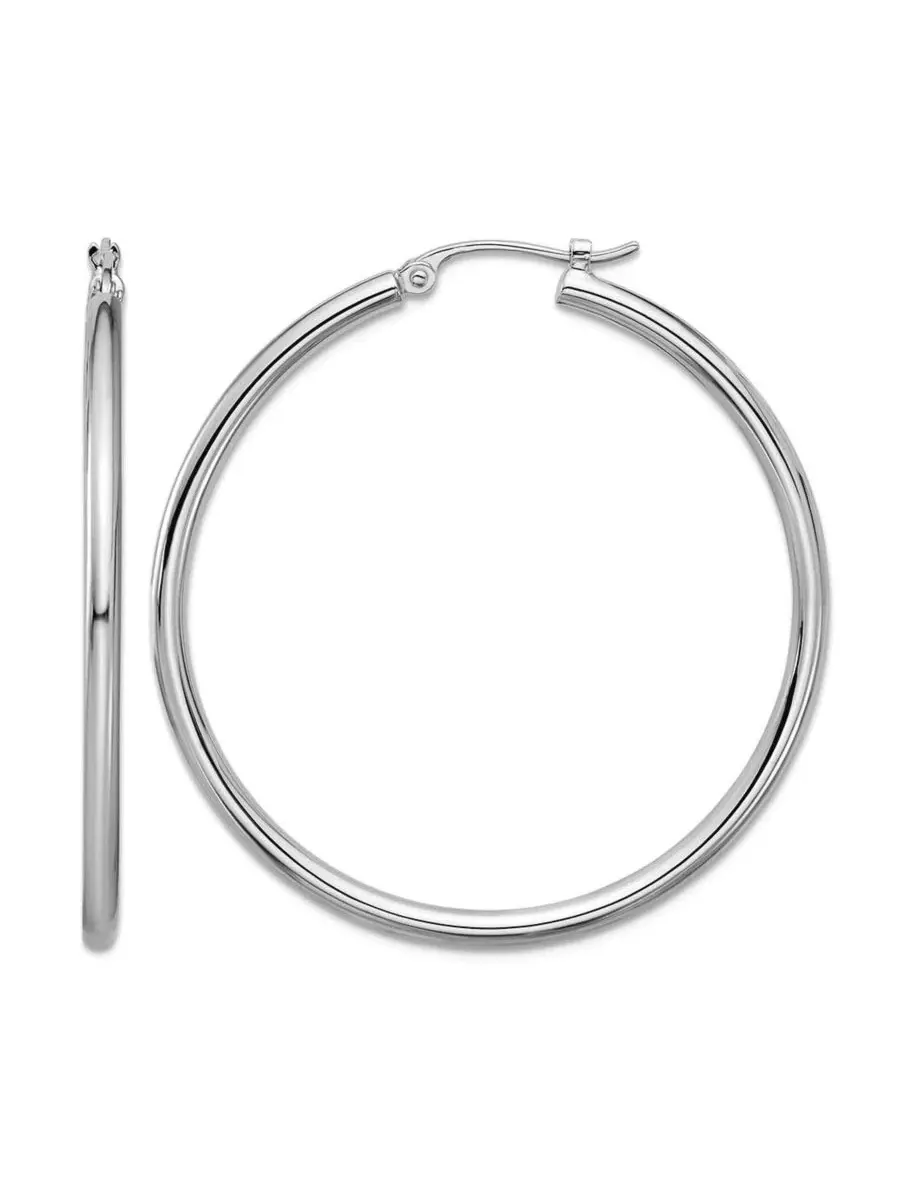 Серьги-кольца из платины 950, классические, 35 мм Curata Jewelry