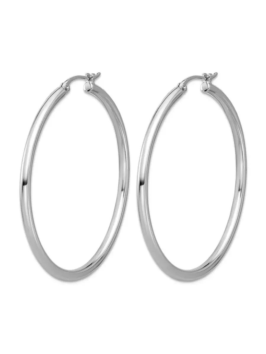 Серьги-кольца из платины 950, классические, 35 мм Curata Jewelry — изображение 3 из 7, оттенок серебряный