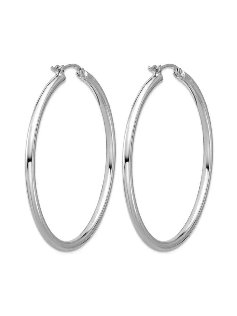 Серьги-кольца из платины 950, классические, 35 мм Curata Jewelry — изображение 4 из 7, оттенок серебряный