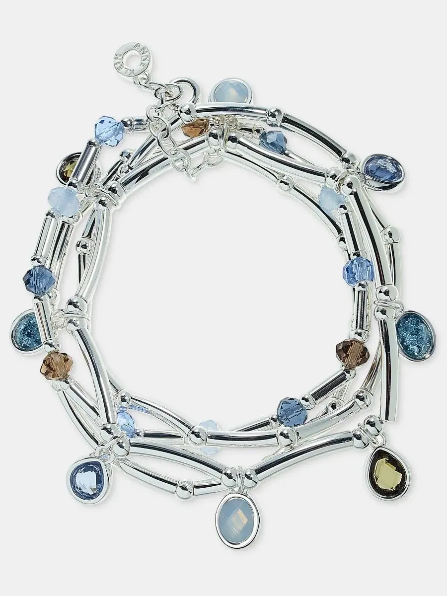 Набор браслетов-стяжек с разноцветными камнями Shaky Stone Anne Klein — изображение 2 из 4, оттенок синий