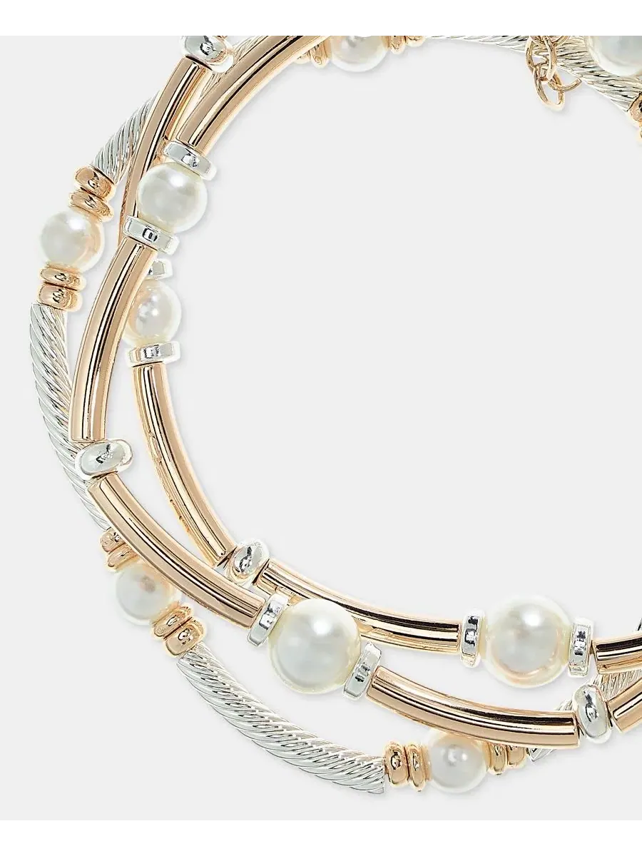 Комплект браслетов-стяжек с камнями Shaky Stone Anne Klein — изображение 3 из 4, оттенок серебристый
