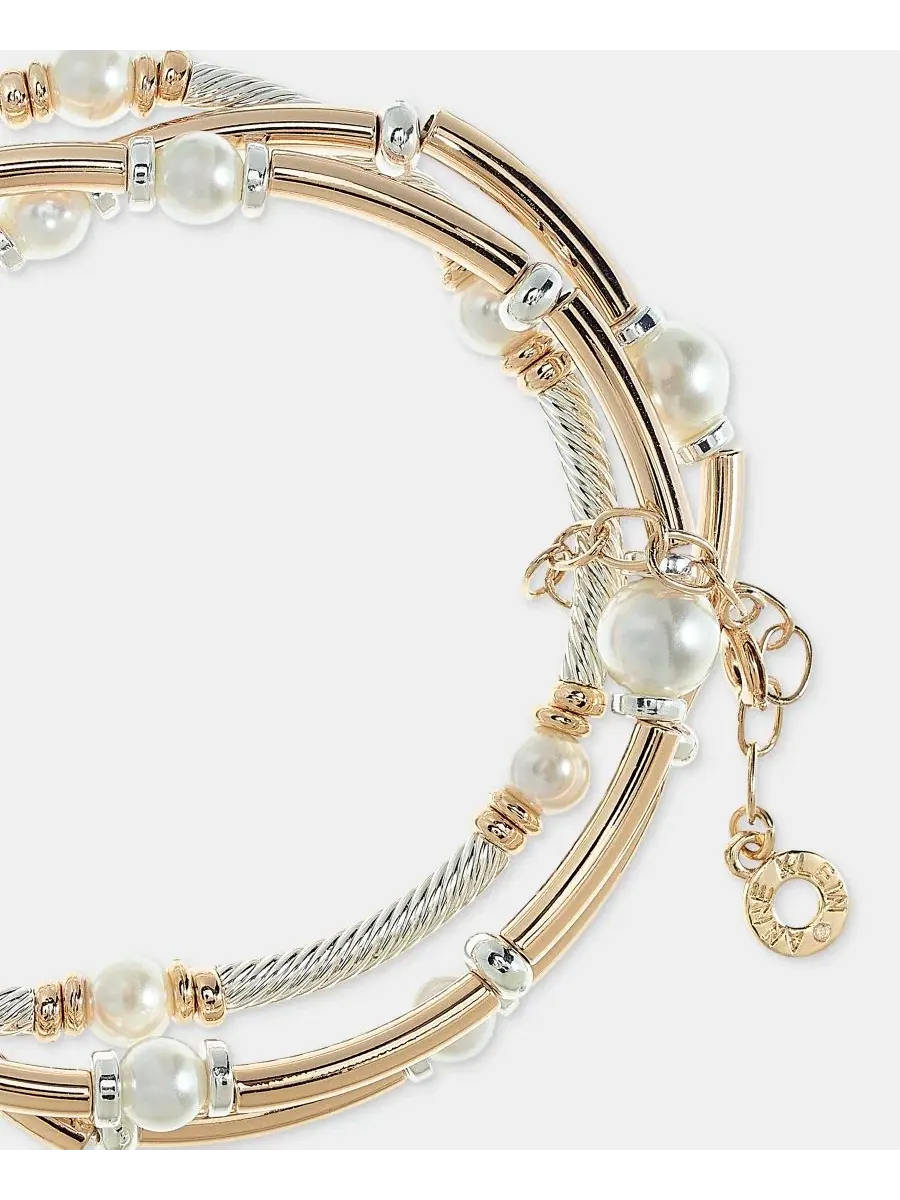 Комплект браслетов-стяжек с камнями Shaky Stone Anne Klein — изображение 4 из 4, оттенок серебристый