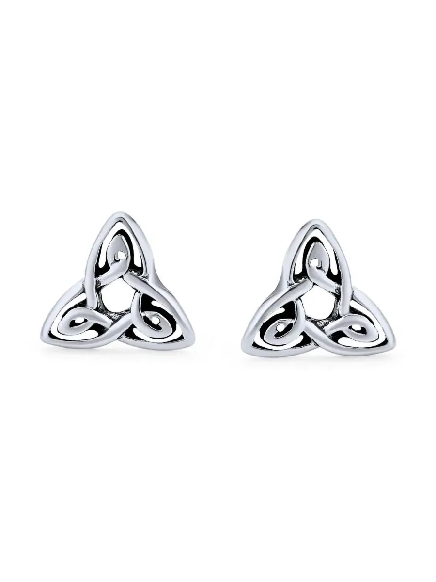Серьги-гвоздики с кельтским узлом, 8 мм, из стерлингового серебра Bling Jewelry — изображение 2 из 4, оттенок серый