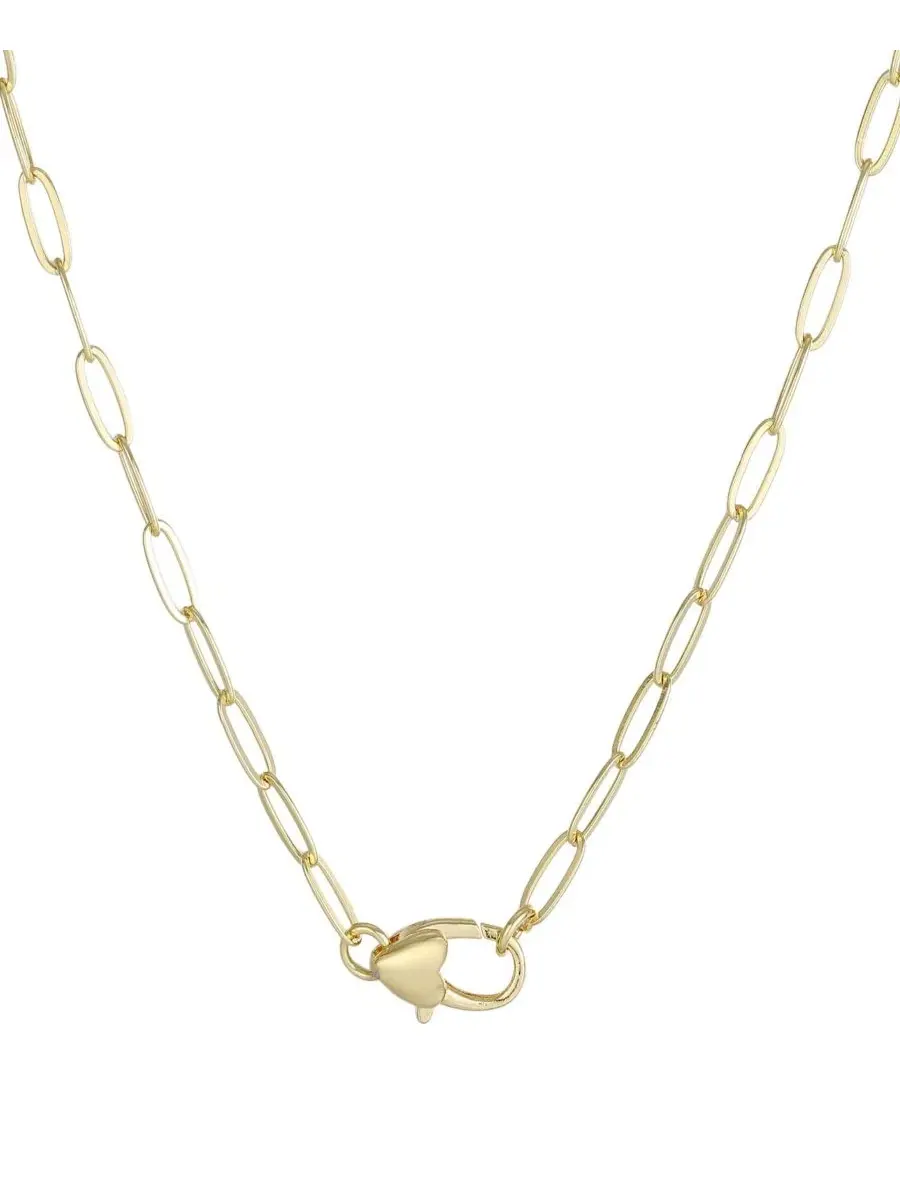 Колье-цепь с подвеской-замком в форме сердца, 14k золото ADORNIA