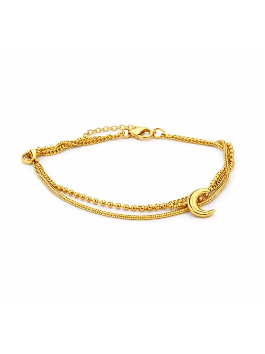 Многослойный браслет в форме полумесяца из нержавеющей стали Rebl Jewelry — золотистый