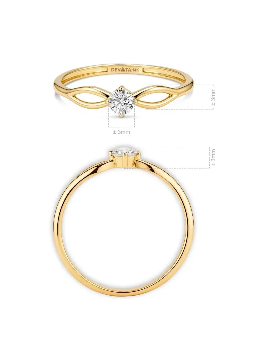 Кольцо Love Knot из золота 14K DEVATA — изображение 4 из 4, оттенок золото