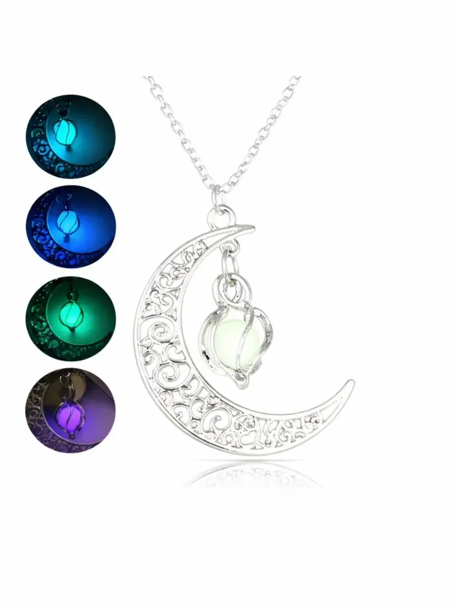 Подвеска-кулон Moon Glow Pendant Necklace Rebl Jewelry — изображение 3 из 3, оттенок зеленый