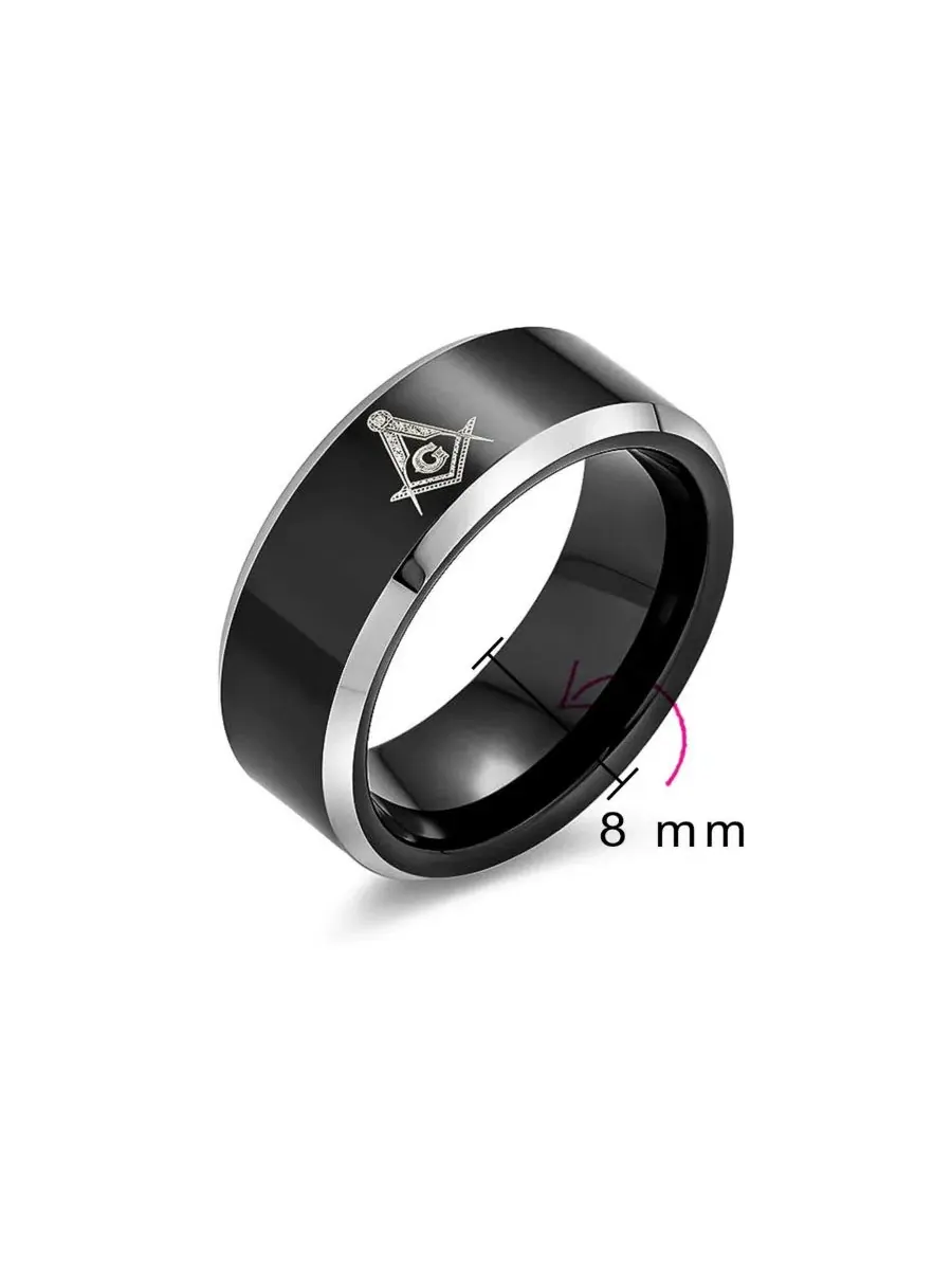 Мужское кольцо из карбида титана с квадратным компасом, модель Square Compass Bling Jewelry — изображение 4 из 4