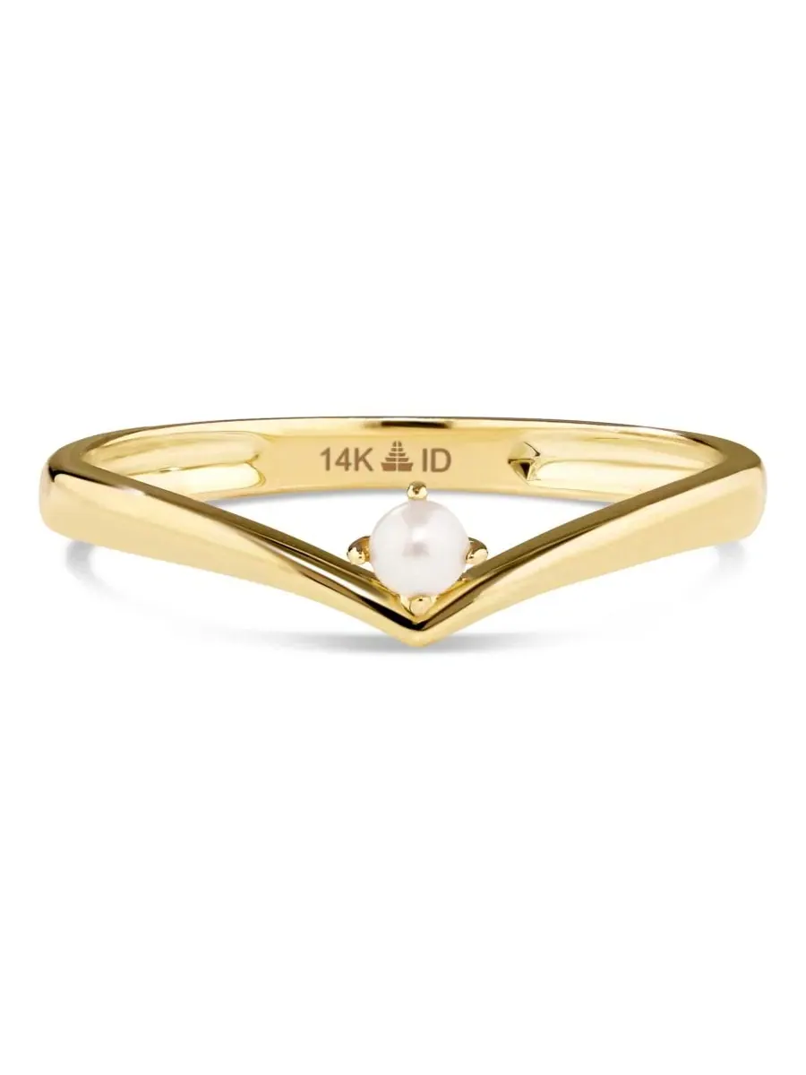 Кольцо из пресноводного жемчуга шеврон 14K золото DEVATA