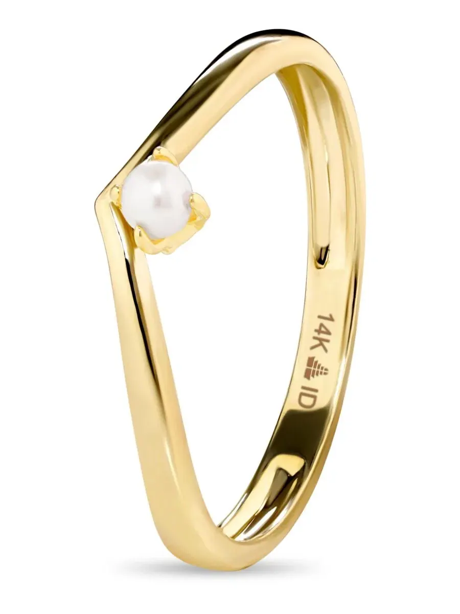 Кольцо из пресноводного жемчуга шеврон 14K золото DEVATA — изображение 3 из 4