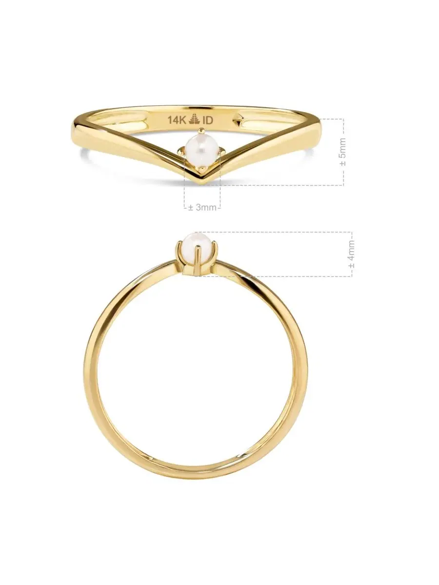 Кольцо из пресноводного жемчуга шеврон 14K золото DEVATA — изображение 4 из 4