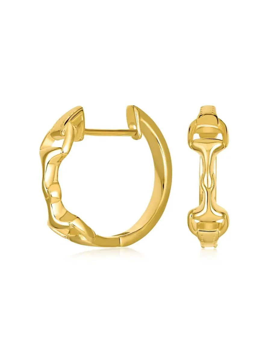 Серьги-кольца с мотивом удила, позолоченные Bling Jewelry — изображение 1 из 4, оттенок золотистый