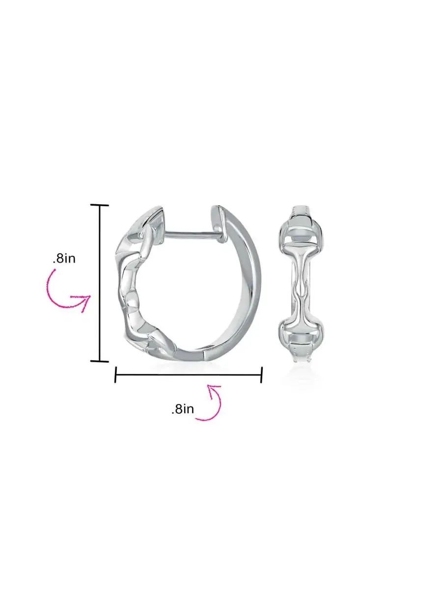 Серьги-кольца с мотивом конской уздечки, 14K золотое покрытие — изображение 4 из 4, оттенок серебряный