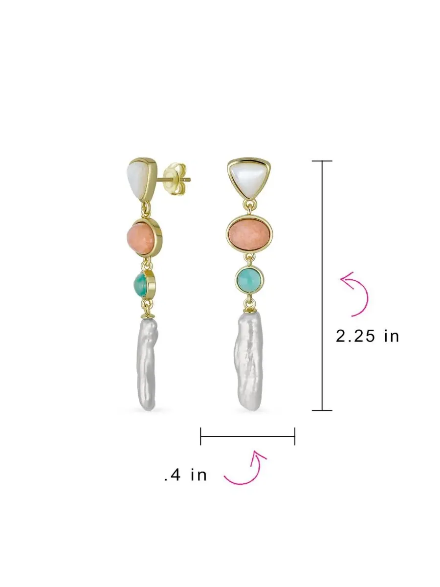 Серьги-подвески с жемчугом и кварцем Bling Jewelry — изображение 4 из 4, оттенок белый