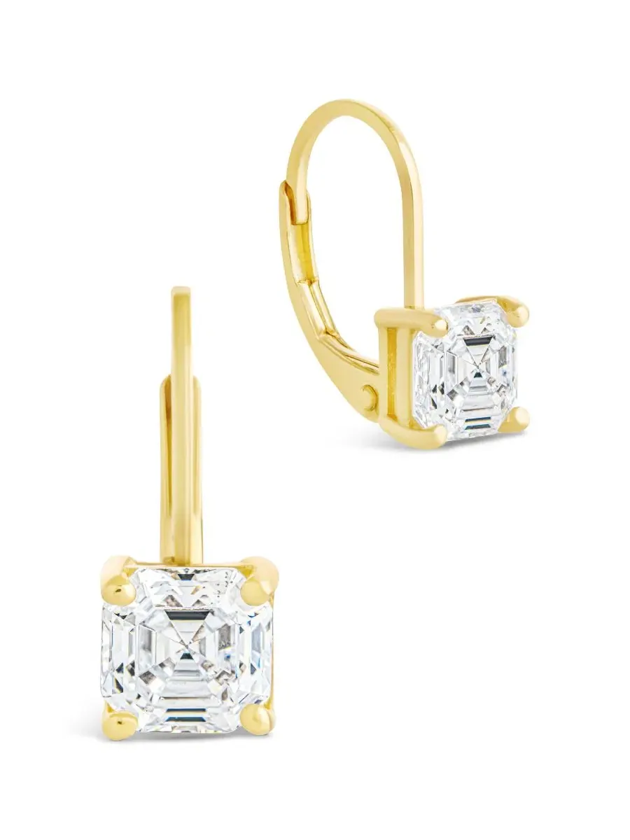 Серьги-клипсы из стерлингового серебра с квадратными кристаллами CZ Princess Cut, модель Sterling