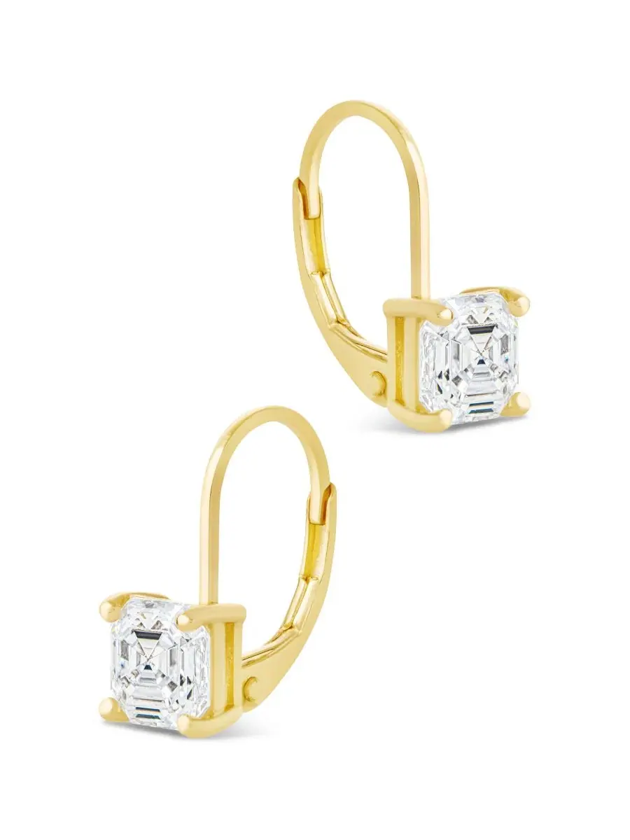 Серьги-клипсы из стерлингового серебра с квадратными кристаллами CZ Princess Cut, модель Sterling — изображение 3 из 5