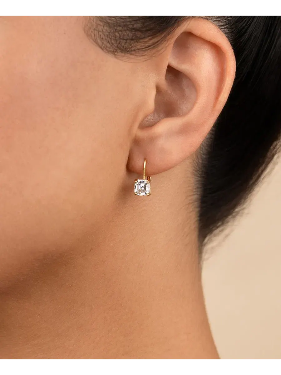 Серьги-клипсы из стерлингового серебра с квадратными кристаллами CZ Princess Cut, модель Sterling — изображение 5 из 5