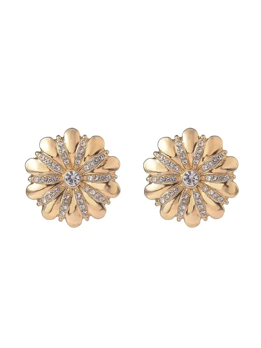 Серьги-гвоздики с цветком Gold Tone Flower Button Laundry by Shelli Segal