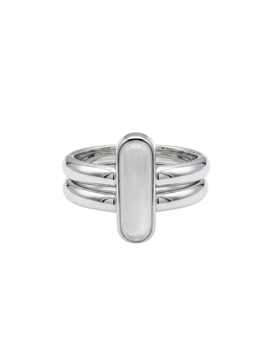 Кольцо-бесконечность с белым нефритом, модель Infinity Duo Bar Ring Hanbai Jade seree — белый