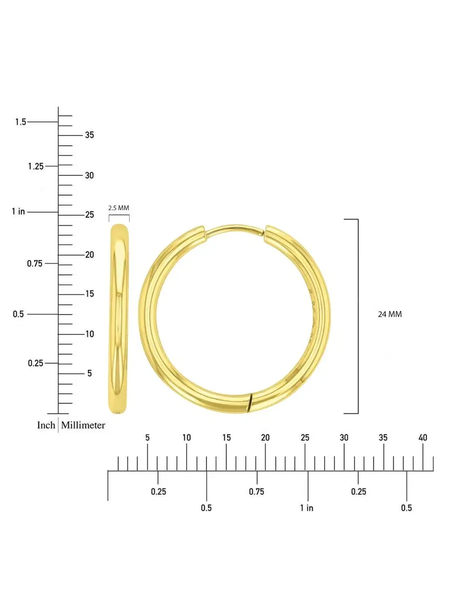 Серьги-кольца водостойкие с полировкой, модель 24mm Hoop Roxy — изображение 2 из 3, оттенок желтый