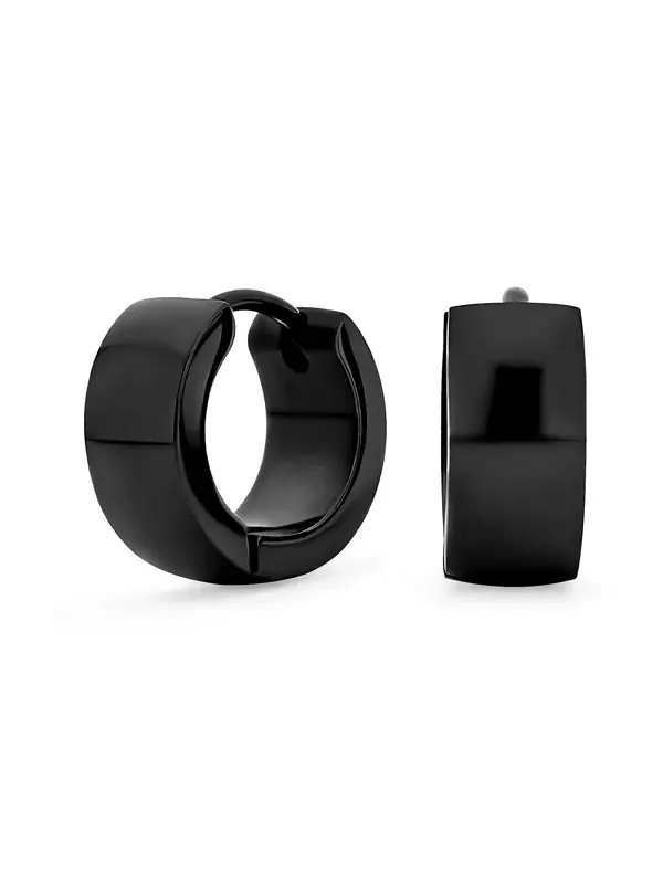 Простые базовые полированные круглые серьги-кольца Huggie Hoop из нержавеющей стали Bling Jewelry