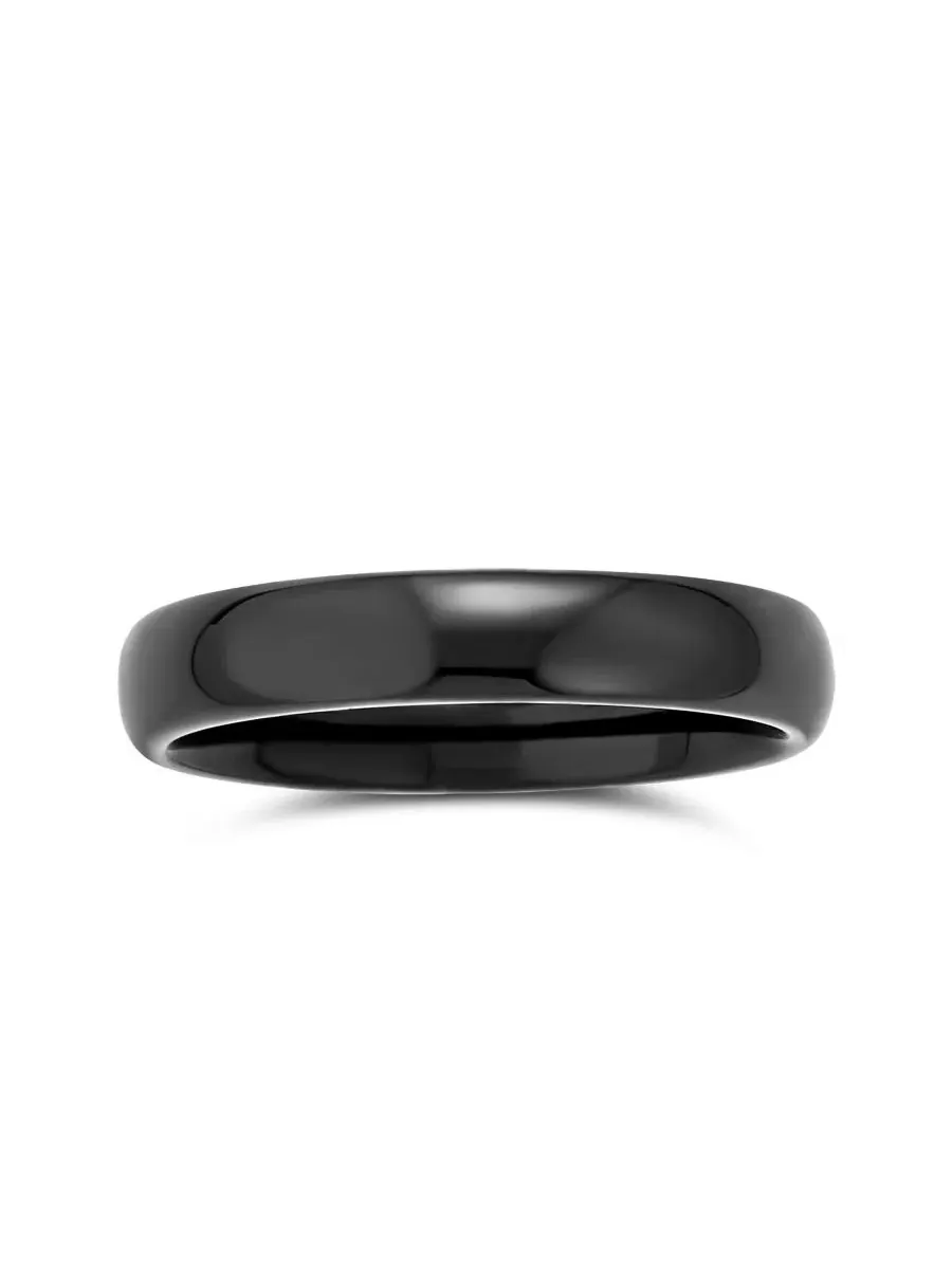 Обручальное кольцо с куполом, титановое, 4 мм Bling Jewelry — изображение 2 из 5, оттенок черный