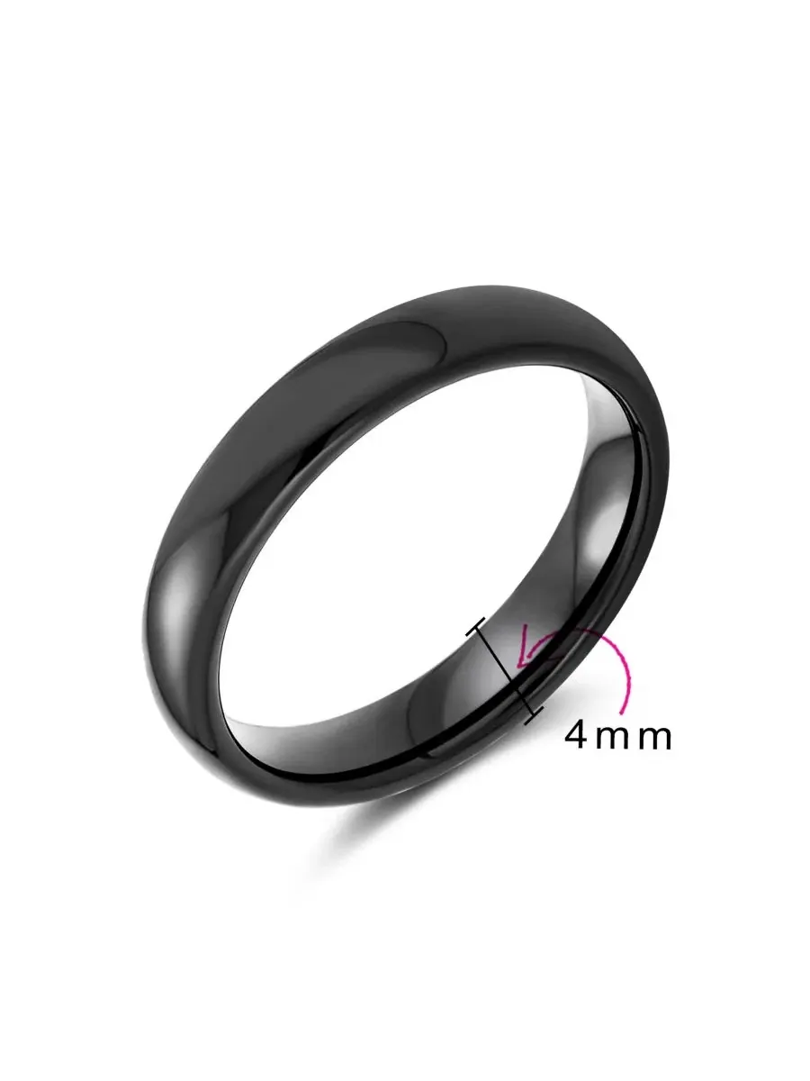 Обручальное кольцо с куполом, титановое, 4 мм Bling Jewelry — изображение 3 из 5, оттенок черный