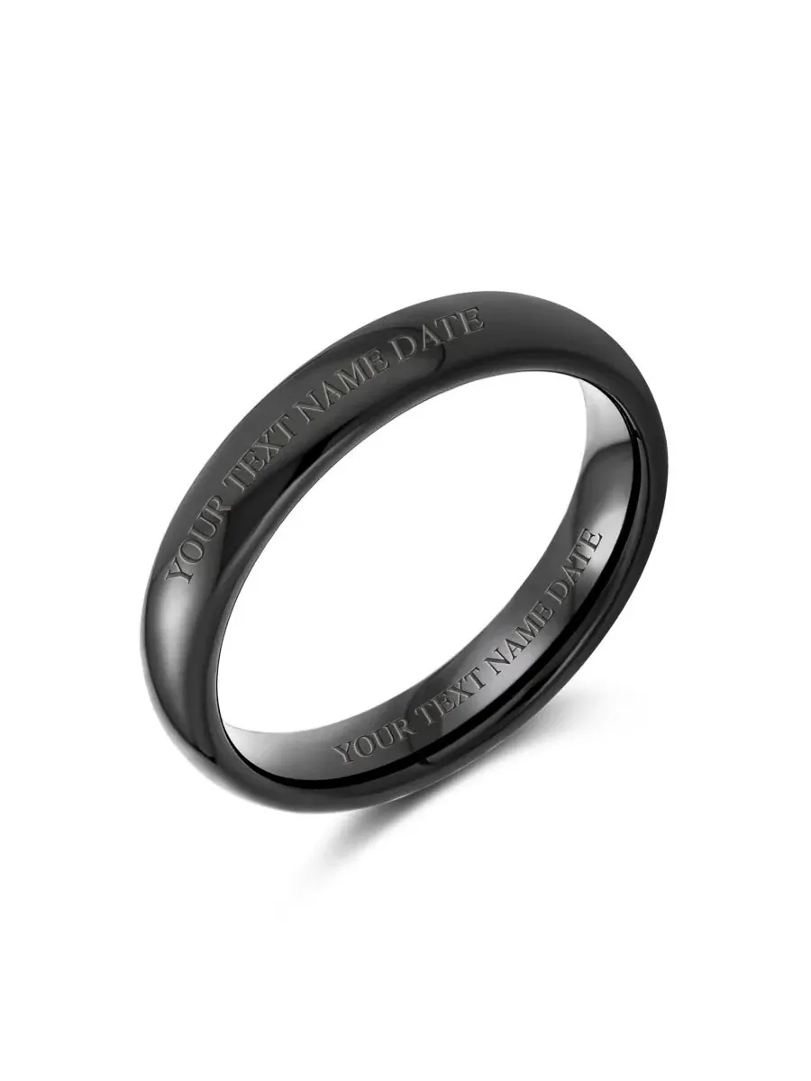 Обручальное кольцо с куполом, титановое, 4 мм Bling Jewelry — изображение 5 из 5, оттенок черный