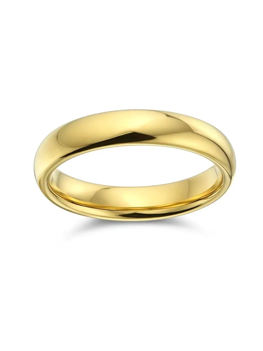 Обручальное кольцо с куполом из карбида титана, 4 мм Bling Jewelry — изображение 2 из 4, оттенок золотистый