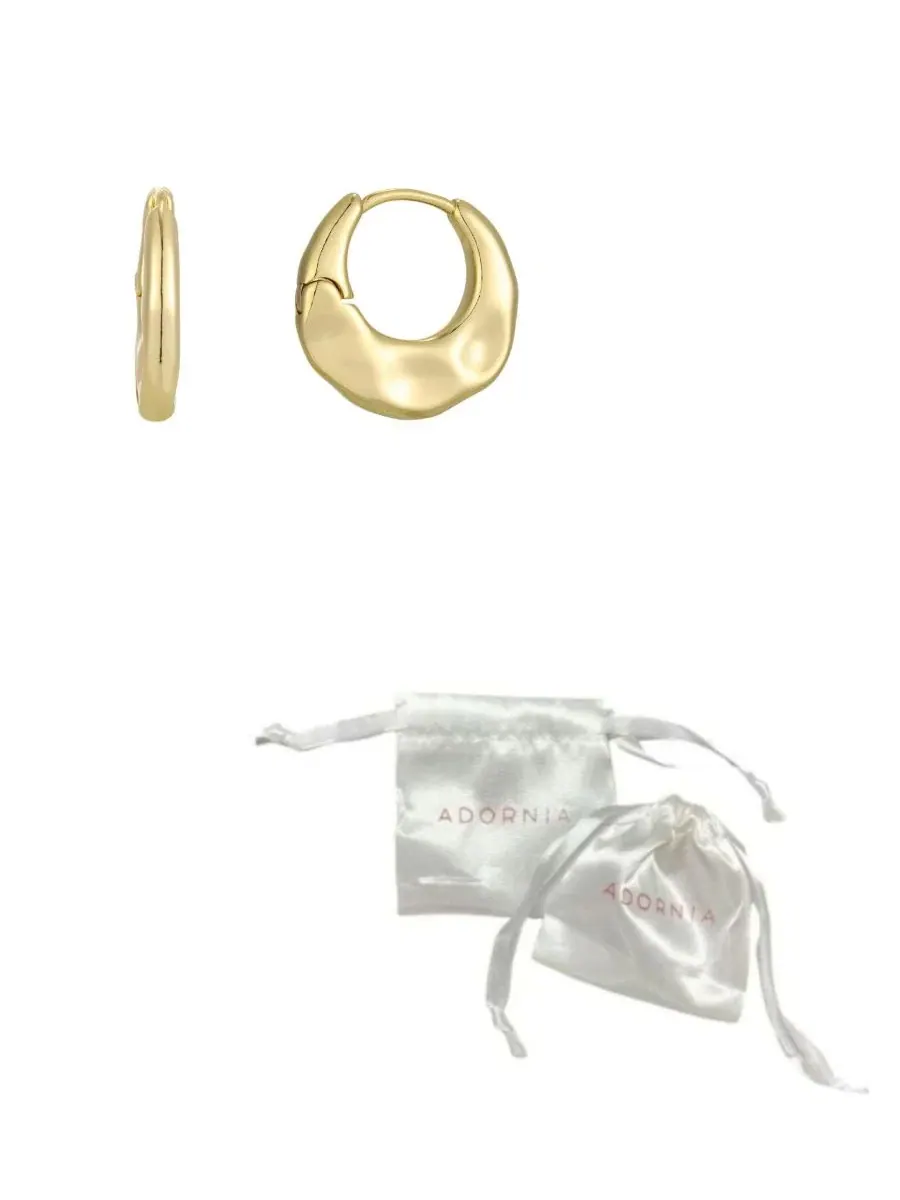 Серьги-кольца с молоточковым покрытием Purse Hoop ADORNIA — изображение 3 из 3, оттенок золото