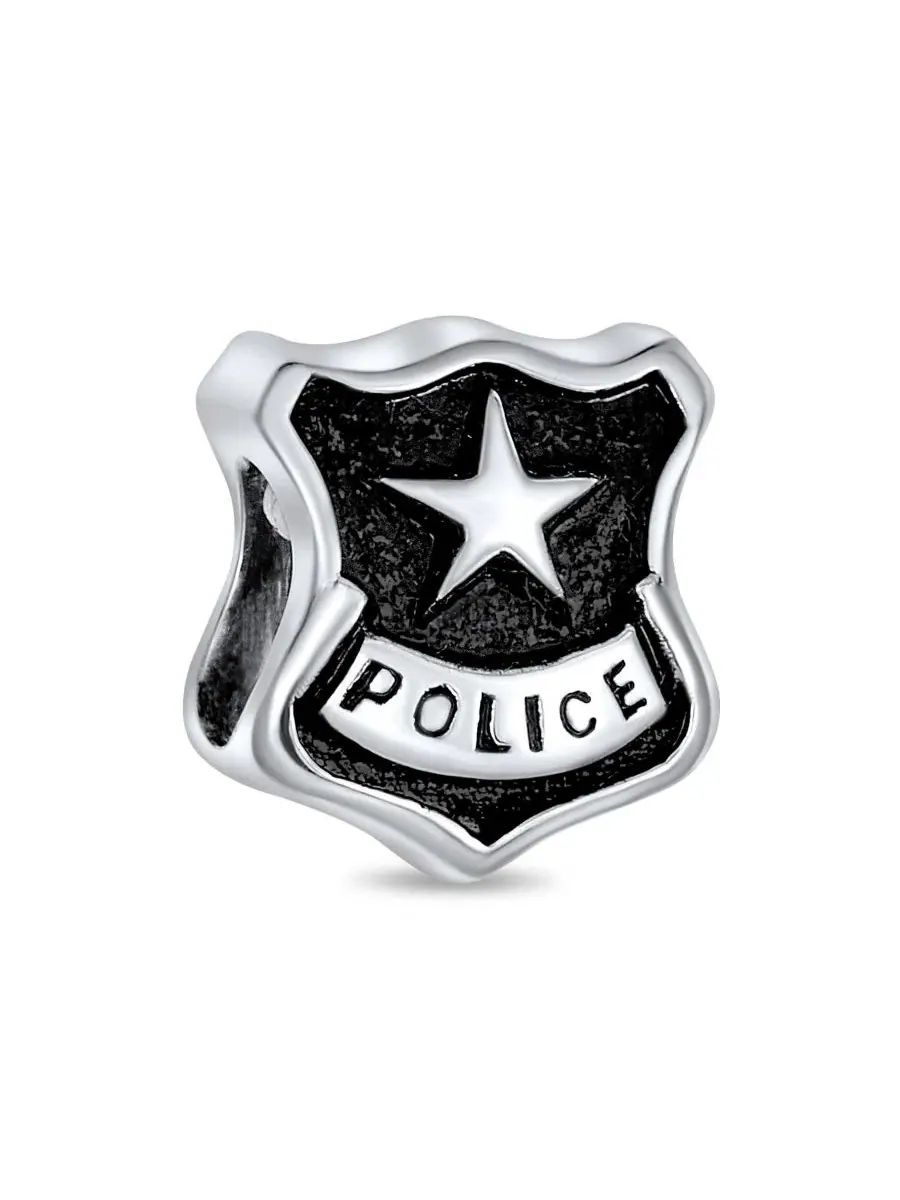 Шарм-бусина для браслета с полицейским значком, модель Serve Protect Officer Shield Badge Bling