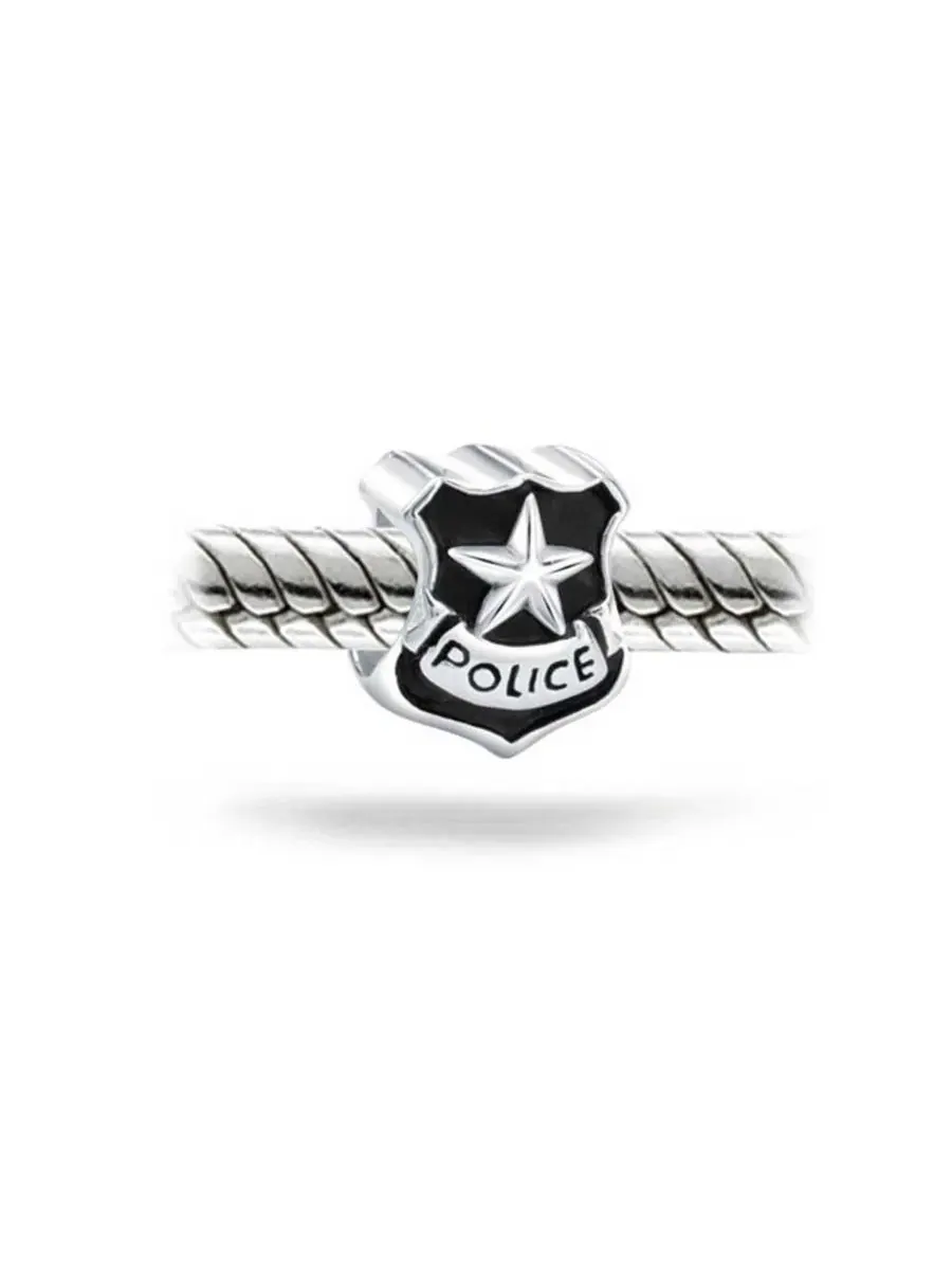 Шарм-бусина для браслета с полицейским значком, модель Serve Protect Officer Shield Badge Bling — изображение 2 из 3