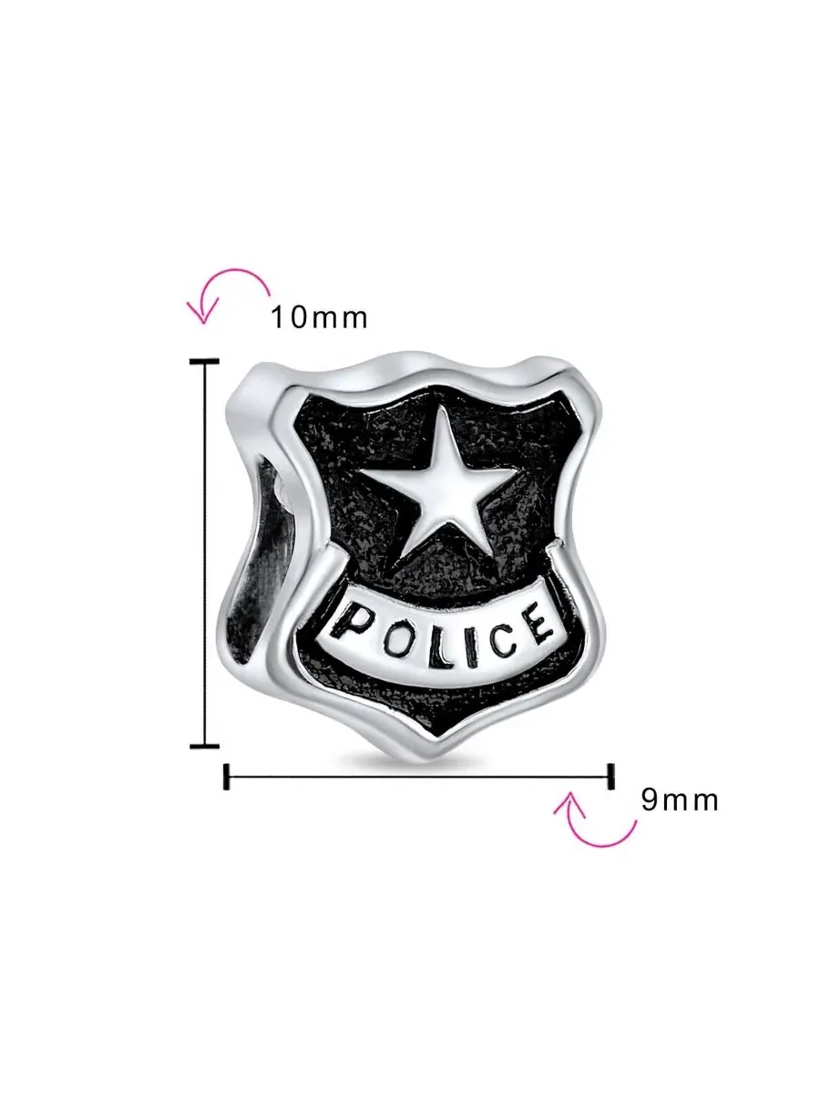 Шарм-бусина для браслета с полицейским значком, модель Serve Protect Officer Shield Badge Bling — изображение 3 из 3